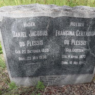 PLESSIS Daniel Jacobus, du 1859-1930 &amp; Francina Gertruida EKSTEEN 1873-1941