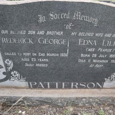 PATTERSON Edna Lillian nee PEARCE 1886-1956 :: PATTERSON Frederick George -1935