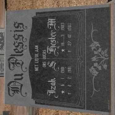 PLESSIS Izak S., du 1901-1981 &amp; Hester M. 1903-1983