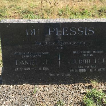 PLESSIS Daniel J., du 1891-1967 &amp; Judith I.J. V.D. WALT 1886-1976