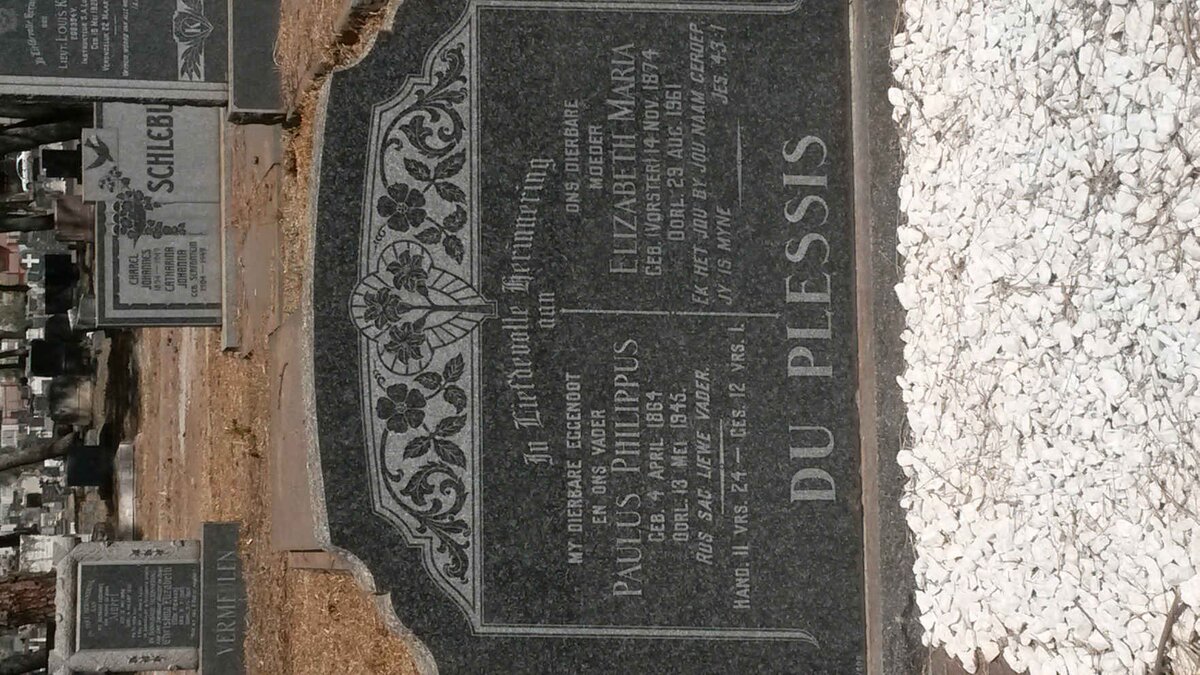 PLESSIS Paulus Philippus, du 1864-1945 &amp; Elizabeth Maria VORSTER 1874-1961