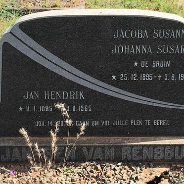 RENSBURG Jan Hendrik, Jansen van 1885-1965 &amp; Jacoba Susanna Johanna Susara DE BRUIN 1895-1974