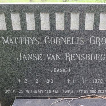 RENSBURG Matthys Cornelis Grove, Janse van 1919-1970 