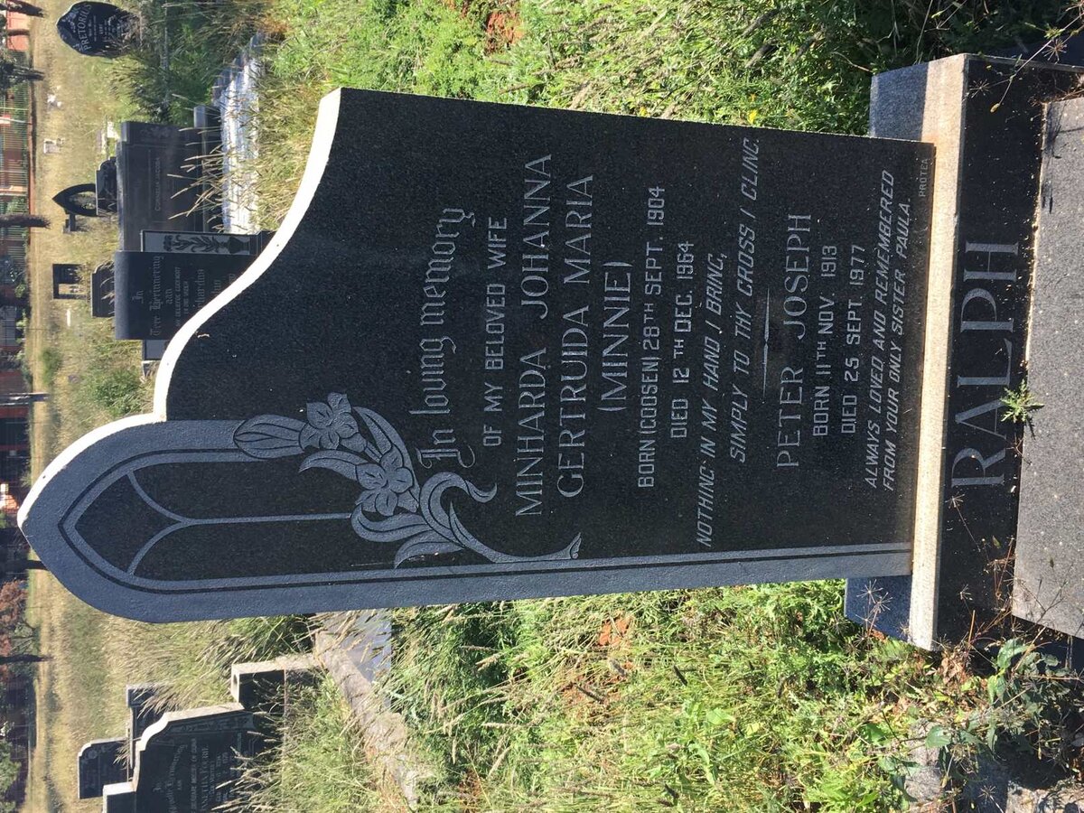 RALPH Peter Joseph 1913-1977 &amp; Minharda Johanna Gertruida Maria GOOSEN 1904-1964