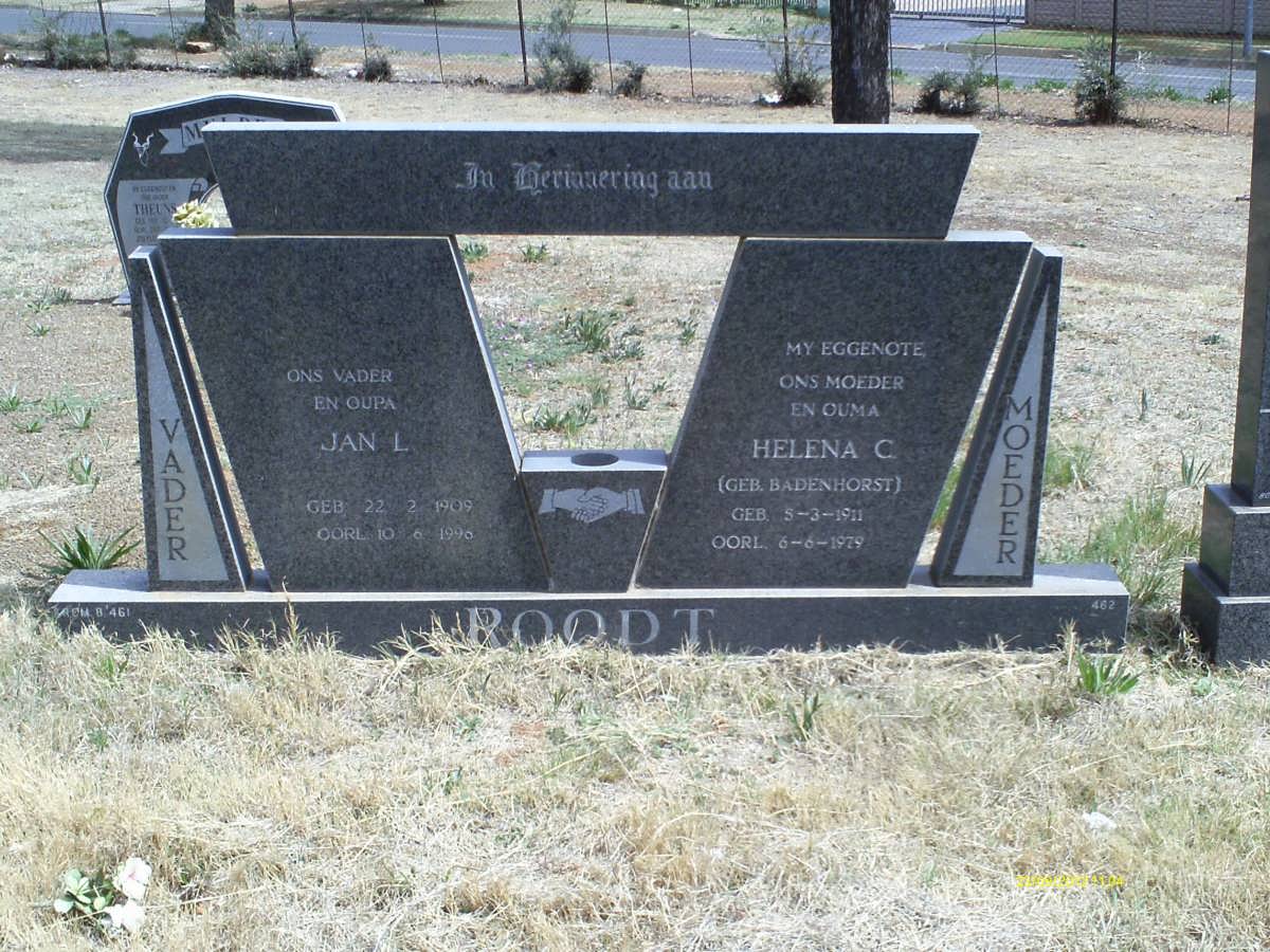 ROODT Jan L. 1909-1996 &amp; Helena C. BADENHORST 1911-1979