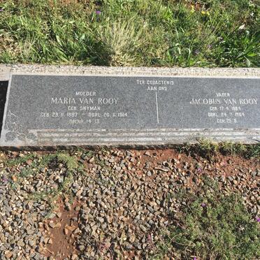 ROOY Jacobus, van 1884-1964 &amp; Maria SNYMAN 1887-1964