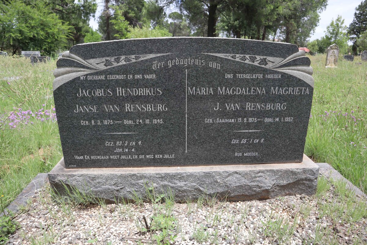 RENSBURG Jacobus Hendrikus, Janse van 1875-1945 &amp; Maria Magdalena Magrieta SAAIMAN 1875-1957