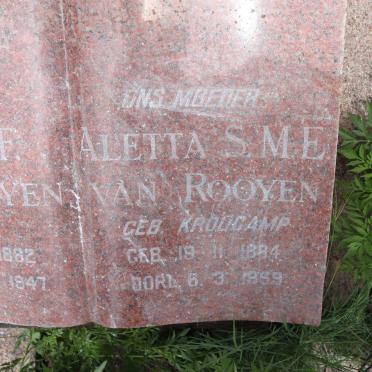 ROOYEN Aletta S.M.E., van nee KROUCAMP 1884-1959