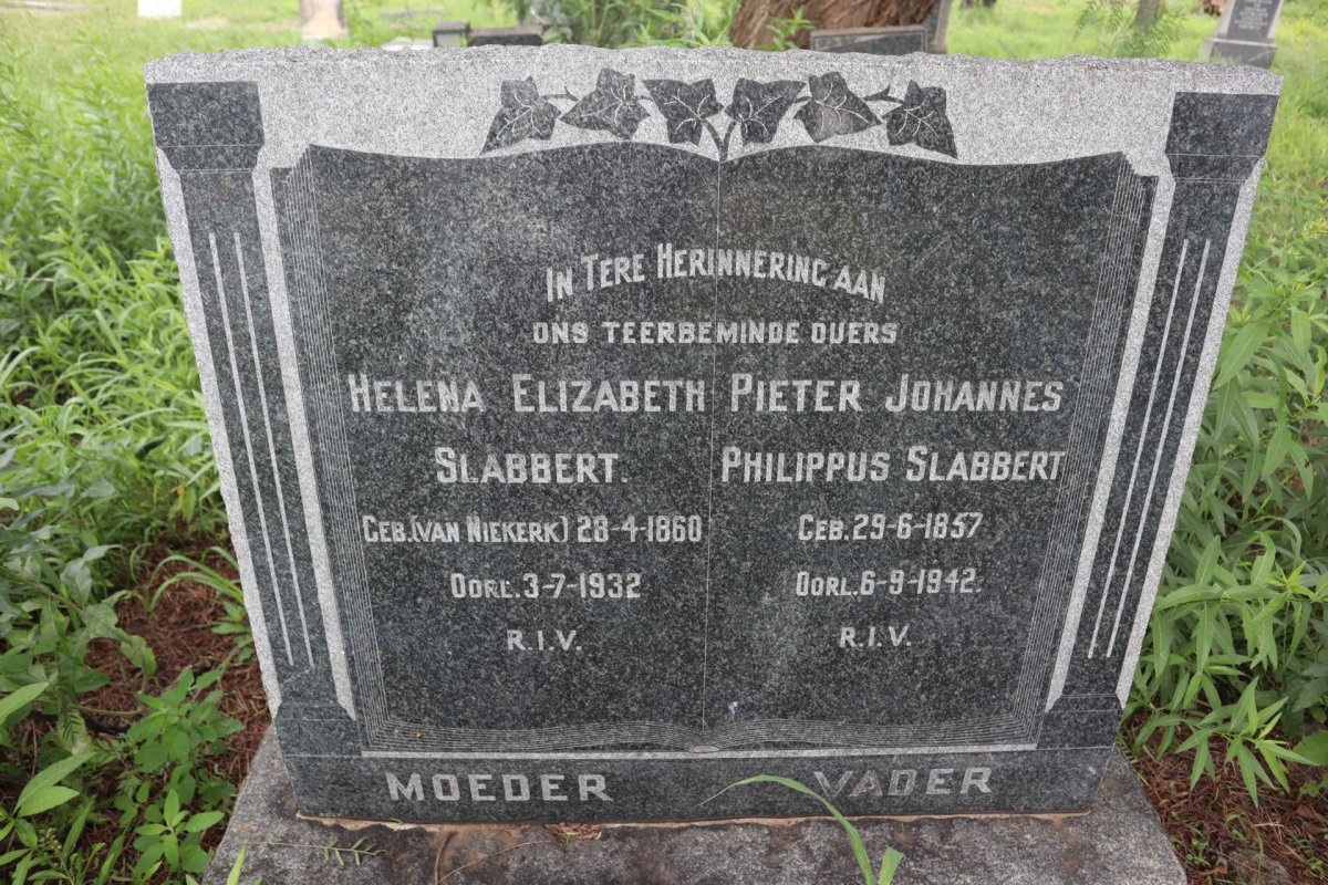 SLABBERT Pieter Johannes Philippus 1857-1942 &amp; Helena Elizabeth VAN NIEKERK 1860-1932