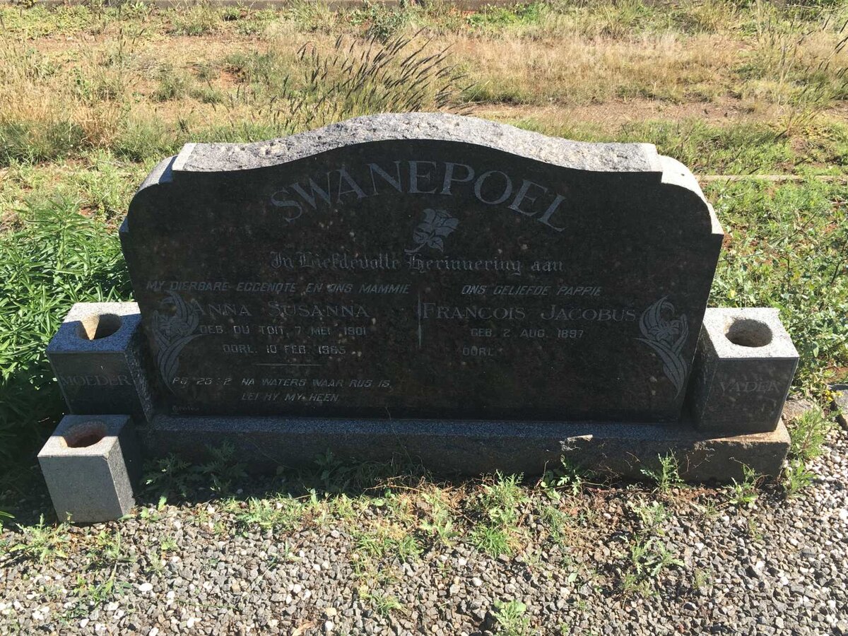 SWANEPOEL Francois Jacobus 1897-  &amp; Anna Susanna DU TOIT 1901-1965