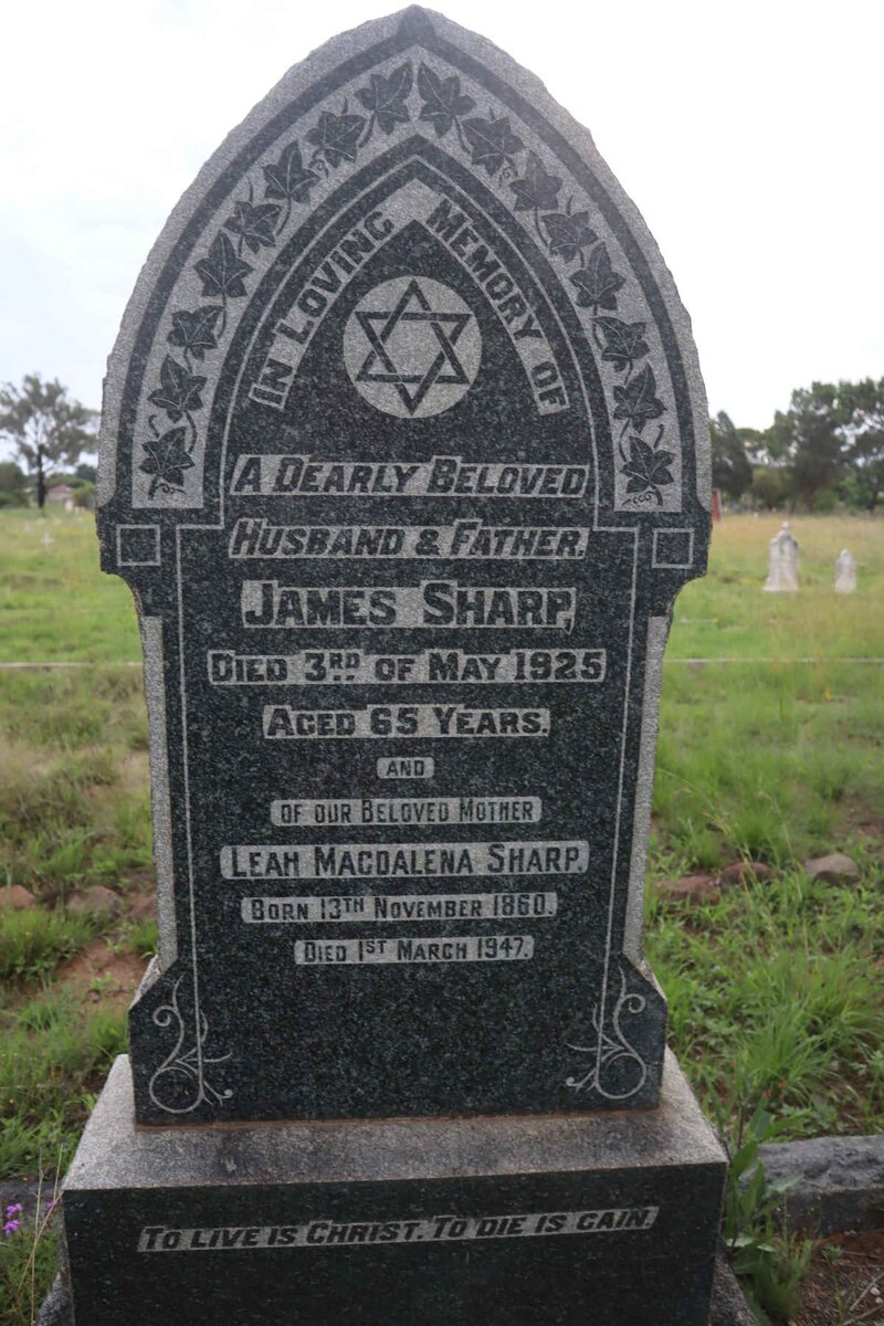 SHARP James -1925 &amp; Leah Magdalena 1860-1947