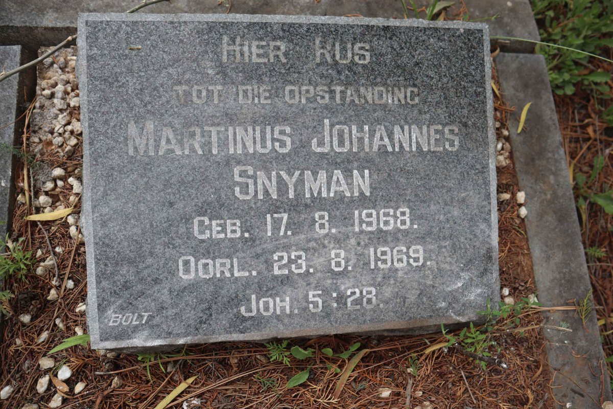 SNYMAN Martinus Johannes 1968-1969