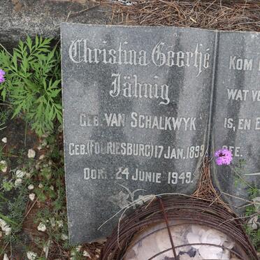 SCHALKWYK Theodora Catharina, van nee VAN WYK 1870-1938 :: JAHNIG Christina Geertje nee Van SCALKWYK 1899-1949