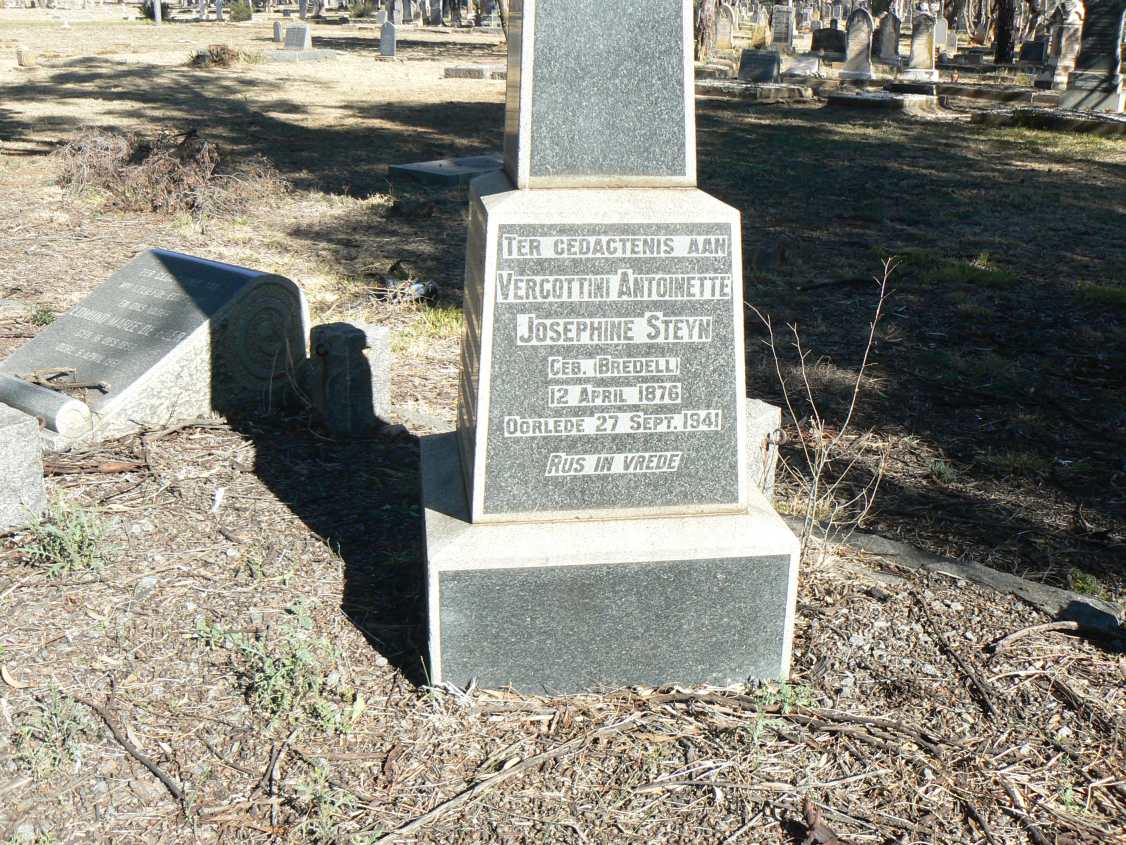 STEYN Vergottini Antoinette Josephine nee BREDELL 1876-1941
