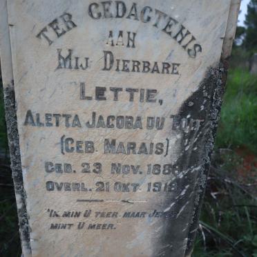 TOIT Aletta Jacoba, du nee MARAIS 1888-1918