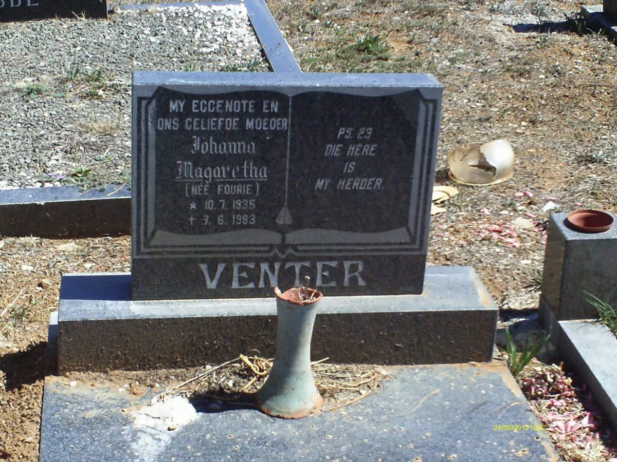 VENTER Johanna Magaretha nee FOURIE 1935-1983