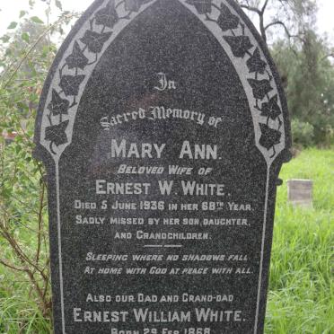 WHITE Ernest William 1868-1943 &amp; Mary Ann -1936