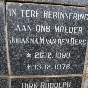 BERG Johanna M., van den 1890-1976