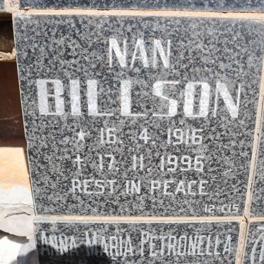 BILLSON Nan 1916-1996
