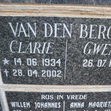 BERGH Clarie, van den 1934-2002 &amp; Gwen 1929-
