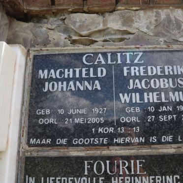 CALITZ Frederik Jacobus Wilhelmus 1932-2009 &amp; Machteld Johanna 1927-2005