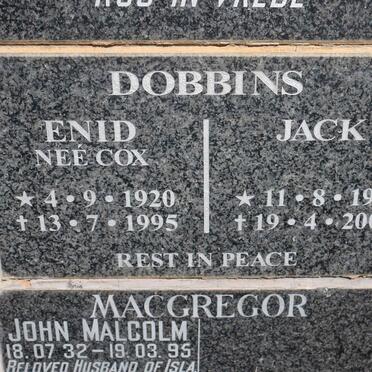 DOBBINS Jack 1917-2007 &amp; Enid COX 1920-1995