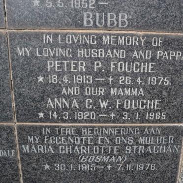 FOUCHE Peter P. 1913-1975 &amp; Anna C.W. 1920-1985