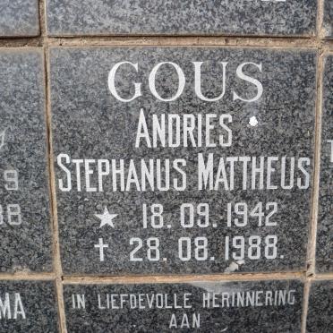GOUS Andries Stephanus Mattheus 1942-1988