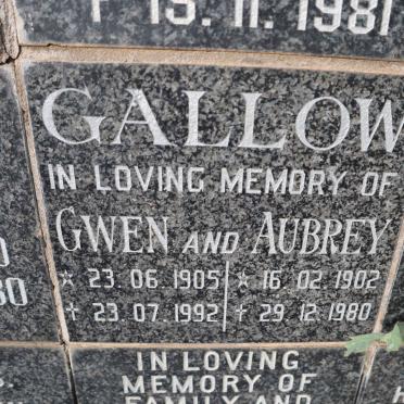 GALLOW Aubrey 1902-1980 &amp; Gwen 1905-1992