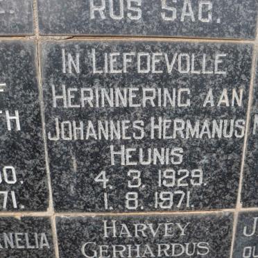 HEUNIS Johannes Hermanus 1929-1971