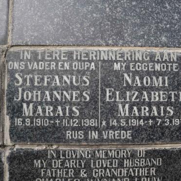 MARAIS Stefanus Johannes 1910-1981 &amp; Naomi Elizabeth 1914-1975
