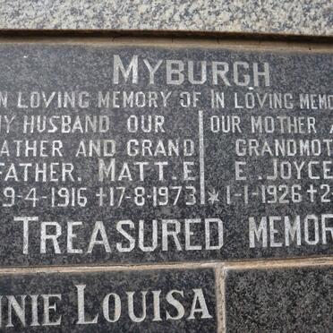 MYBURGH Matt E. 1916-1973 &amp; E. Joyce 1926-1986