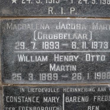 MARTIN William Henry Otto 1889-1988 &amp; Magdalena Jacoba GROBBELAAR 1893-1973
