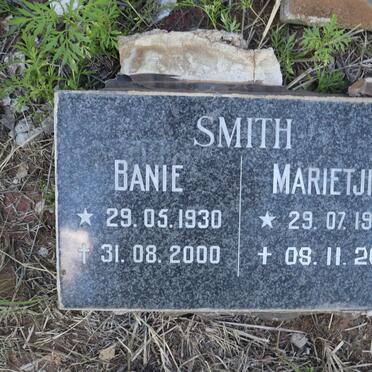 SMITH Banie 1930-2000 &amp; Marietjie 1930-2015