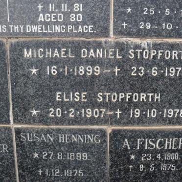 STOPFORTH Michael Daniel 1899-1976 &amp; Elise 1907-1978