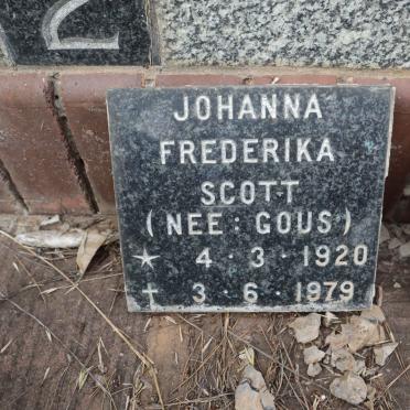 SCOTT Johanna Frederika nee GOUS 1920-1979