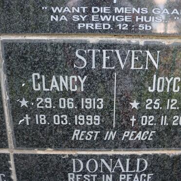 STEVEN Clancy 1913-1999 &amp; Joyce 1919-2002