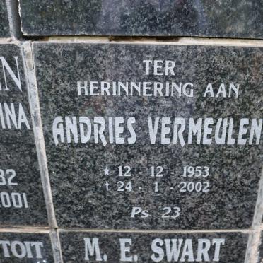 VERMEULEN Andries 1953-2002