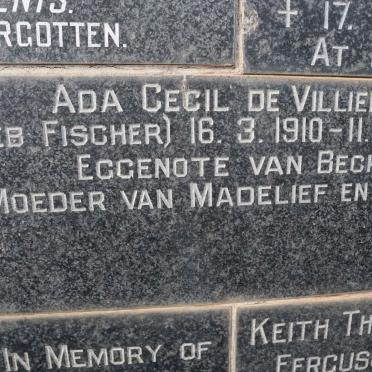 VILLIERS Ada Cecil, de nee FISCHER 1910-1972