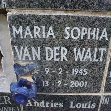 WALT Maria Sophia, van der 1945-2001