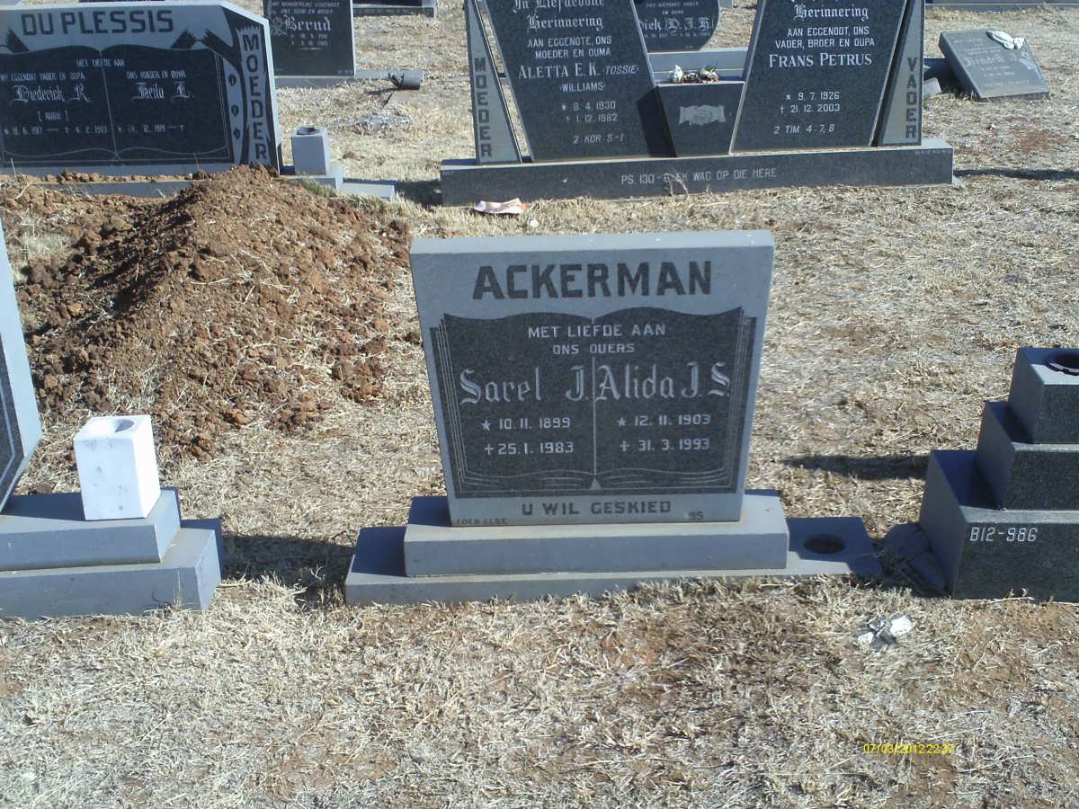ACKERMAN Sarel J. 1899-1983 &amp; Alida J.S. 1903-1993