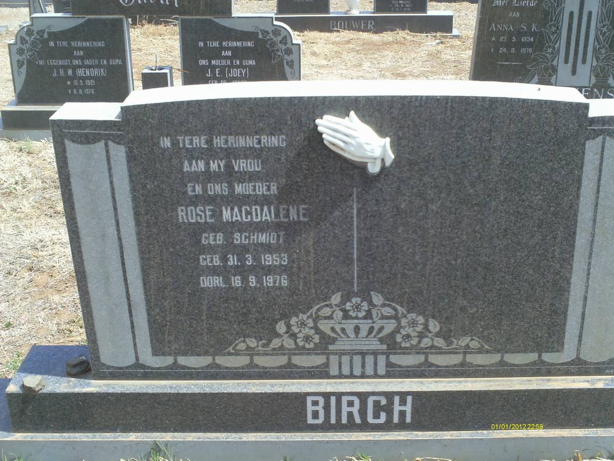 BIRCH Rose Magdalena nee SCHMIDT 1953-1976