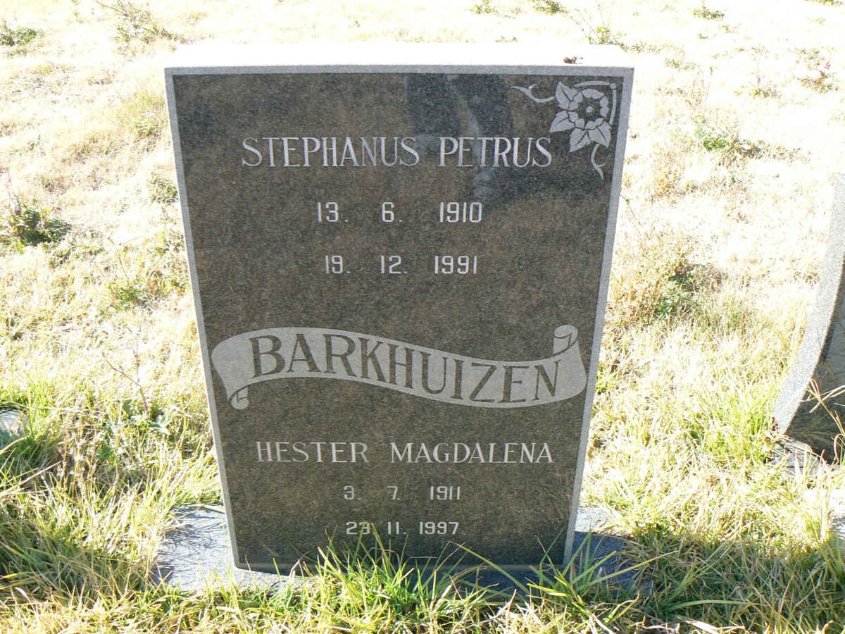 BARKHUIZEN Stephanus Petrus 1910-1991 &amp; Hester Magdalena 1911-1997