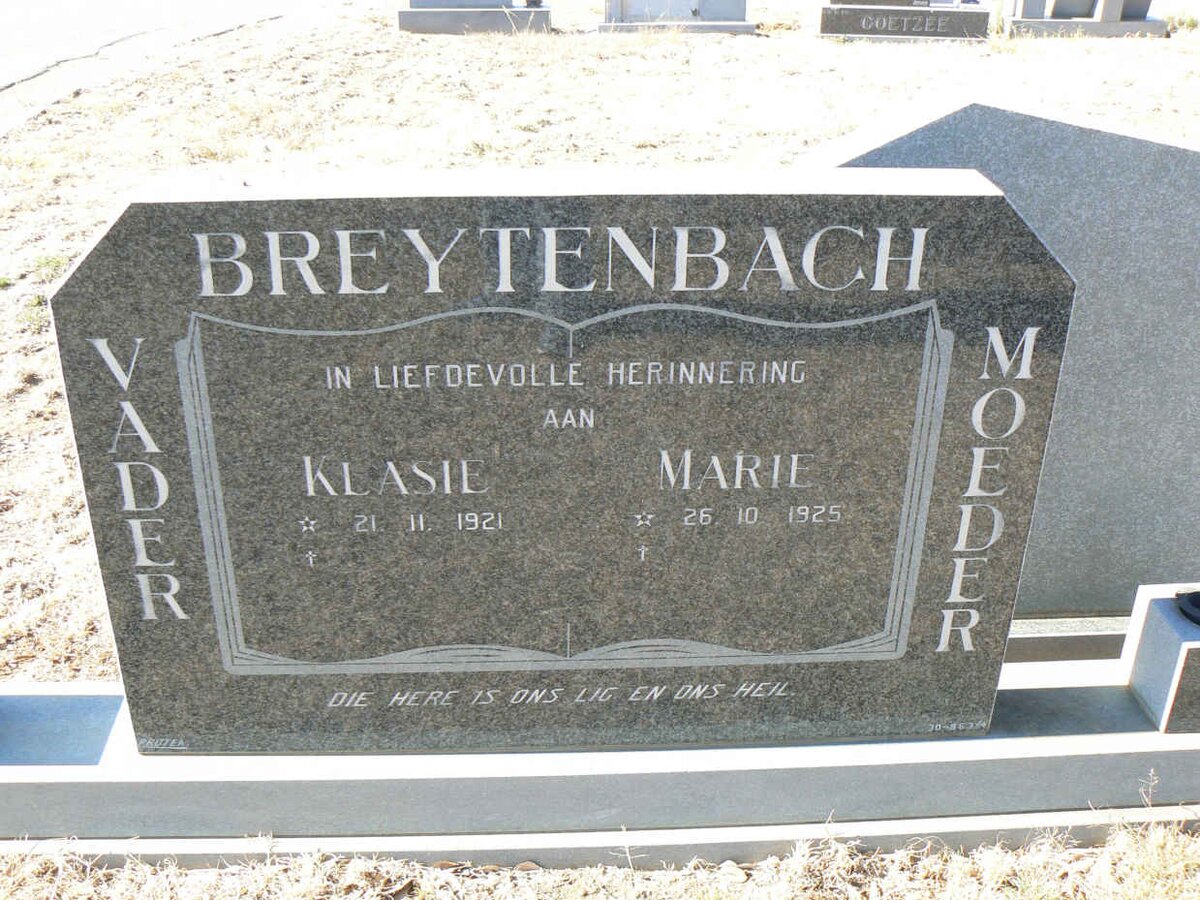 BREYTENBACH Klasie 1921- &amp; Marie 1925-