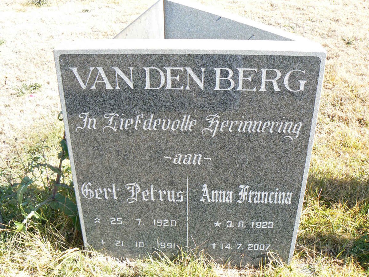 BERG Gert Petrus, van den 1920-1991 &amp; Anna Francina 1923-2007