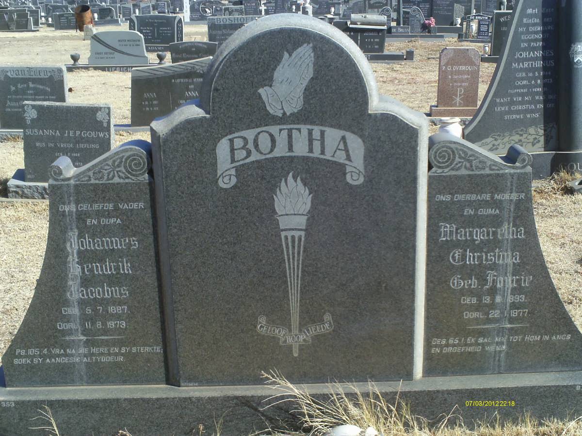 BOTHA Johannes Hendrik Jacobus 1887-1973 &amp; Margaretha Christina FOURIE 1893-1977