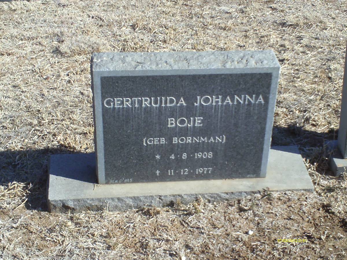 BOJE Gertruida Johanna nee BORNMAN 1908-1977