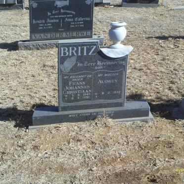 BRITZ Frans Johannes Christiaan 1944-1990 &amp; Audrey 1942-