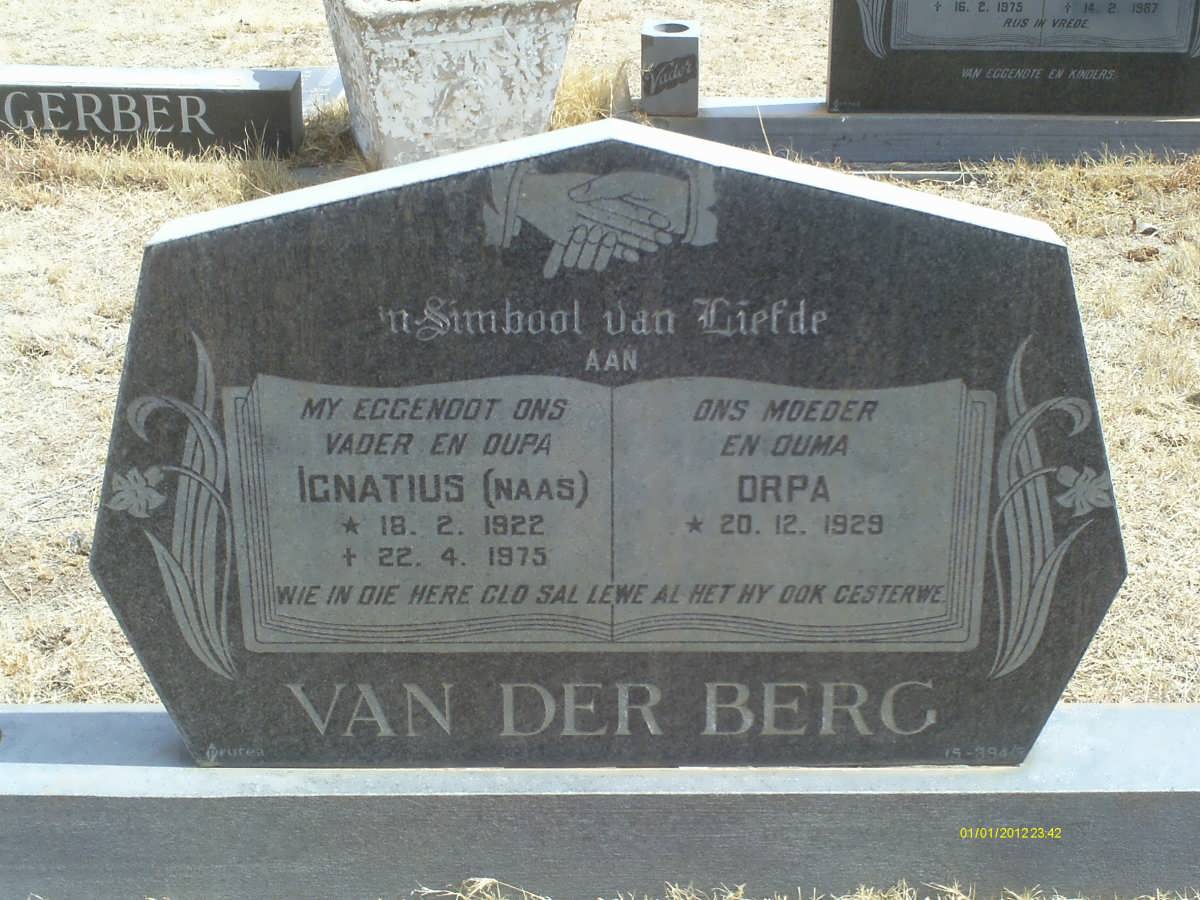 BERG Ignatius, van der 1922-1975 &amp; Orpa 1929-