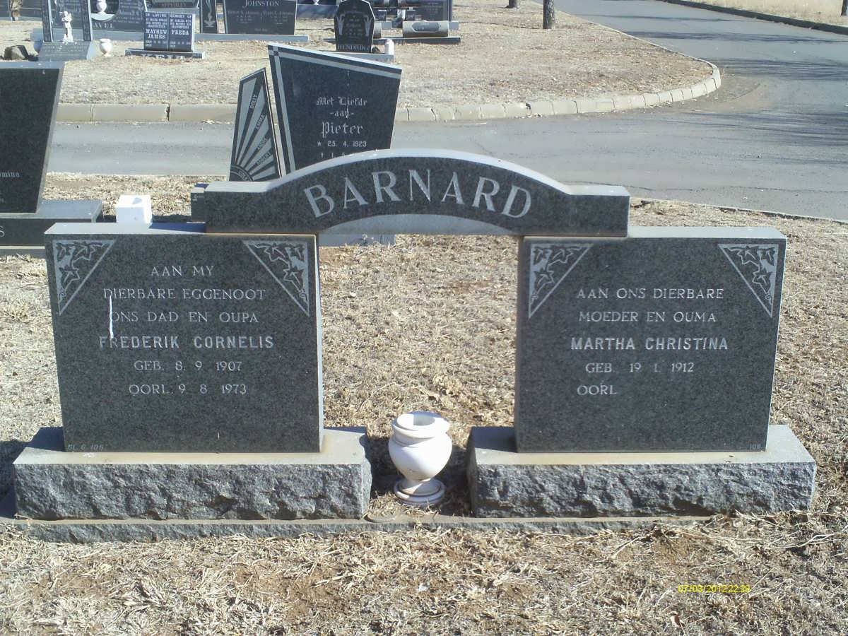 BARNARD Frederik Cornelis 1907-1973 &amp; Martha Christina 1912-